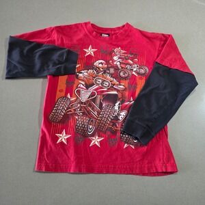 GWP Sport Kids Red ATV Motocross Graphic Layered Long Sleeve Shirt XL 14/16